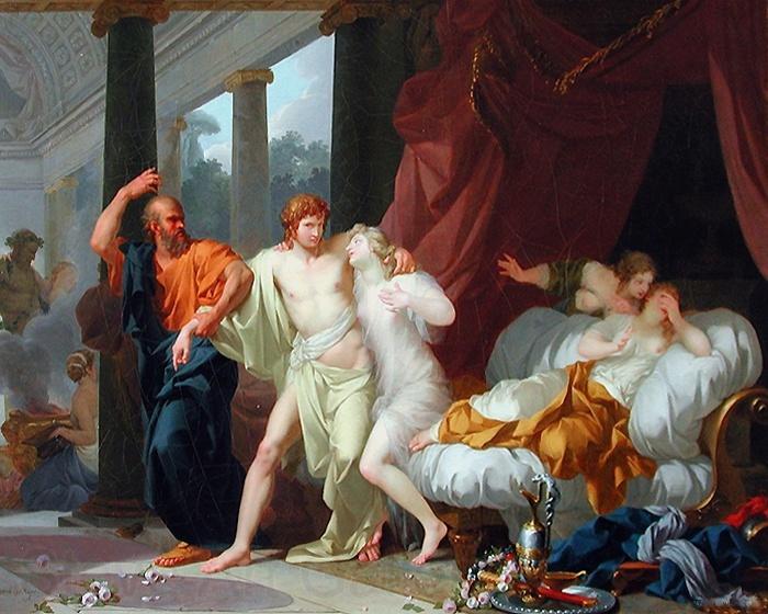 Baron Jean-Baptiste Regnault Socrate arrachant Alcibiade du sein de la Volupte France oil painting art
